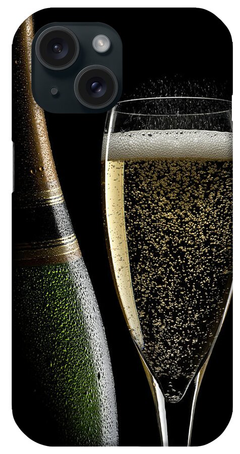 Black Color iPhone Case featuring the photograph Champagne Still Life by Markswallow