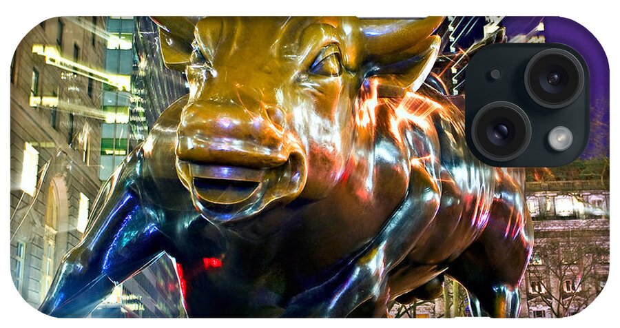 Estock iPhone Case featuring the digital art Charging Bull, Financial District, Nyc by Claudia Uripos