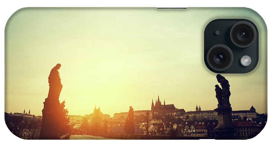 Dawn iPhone Case featuring the photograph Charles Bridge At Sunrise by Borchee