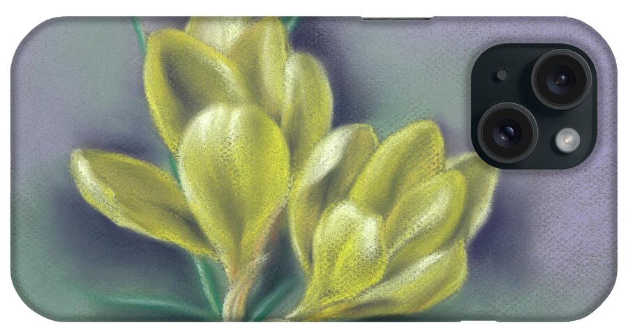 Crocus iPhone Case featuring the painting Cheery Yellow Springtime Crocuses by MM Anderson