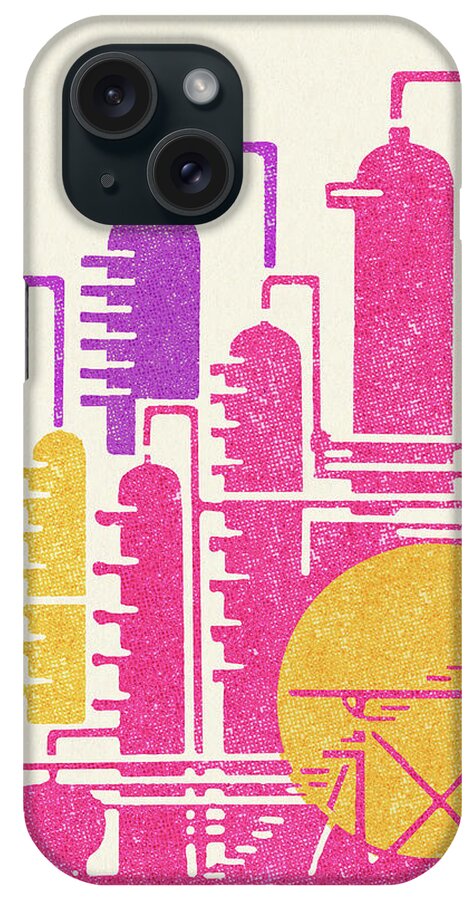 Campy iPhone Case featuring the drawing Chemical Storage Tanks by CSA Images