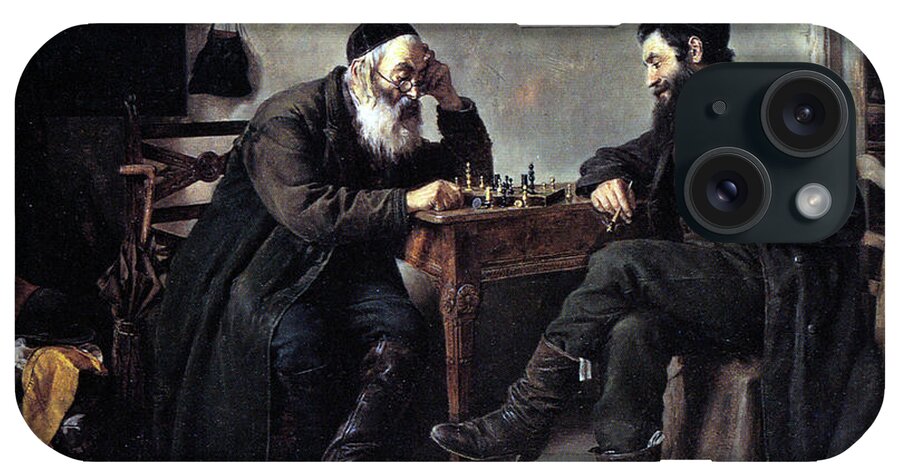 Orthodox iPhone Case featuring the painting Chess players by Isidor Kaufmann