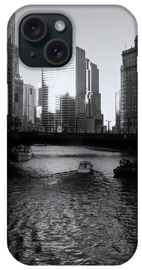 Wake iPhone Case featuring the photograph Chicago River Sunset Reflection Wake by Igermz