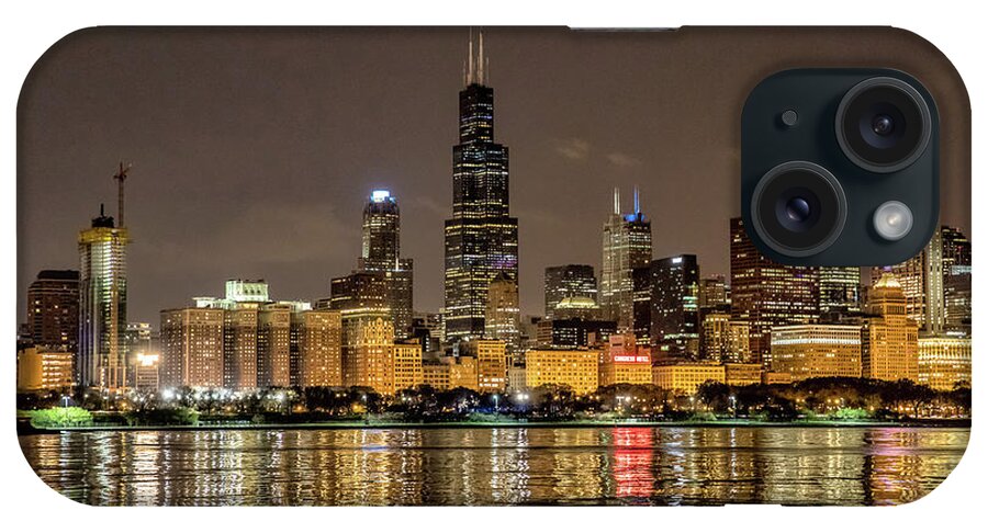  iPhone Case featuring the photograph Chicago Skyline at Night by Peter Ciro