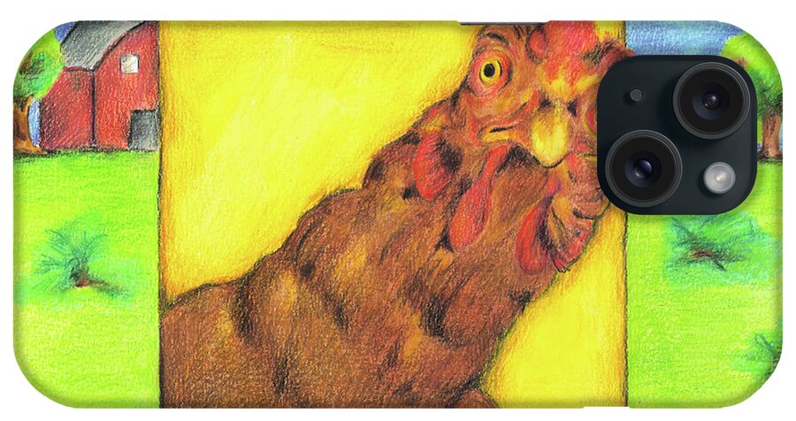 Chicken iPhone Case featuring the painting Chicken by Claudia Interrante