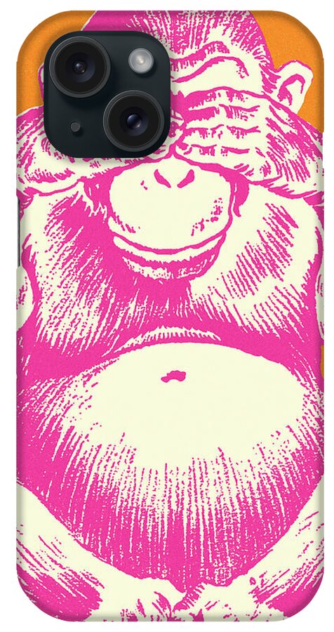 Animal iPhone Case featuring the drawing Chimpanzee Covering Its Eyes by CSA Images