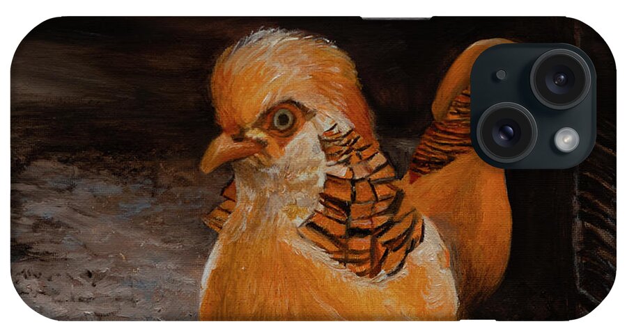 Golden Pheasant Similar To A Chicken iPhone Case featuring the painting Chinese Golden Pheasant by Kathy Knopp