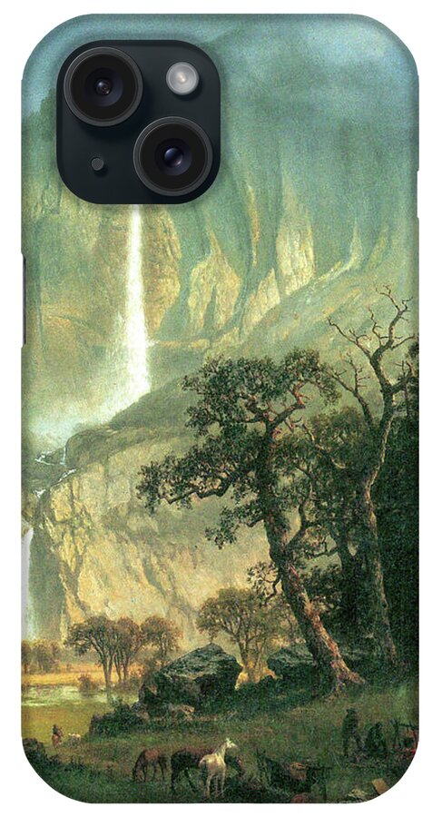 Bierstadt iPhone Case featuring the painting Cho-Looke, Yosemite Waterfall by Albert Bierstadt