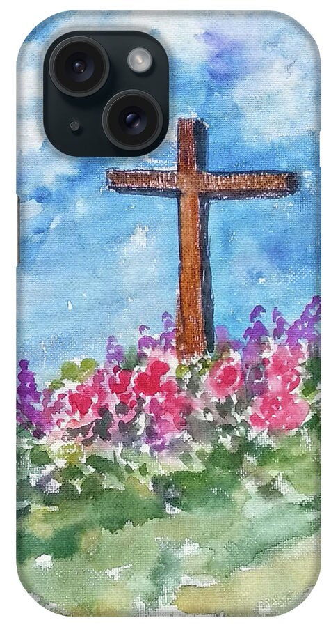 Christian Cross iPhone Case featuring the painting Christian Cross 3 by Asha Sudhaker Shenoy