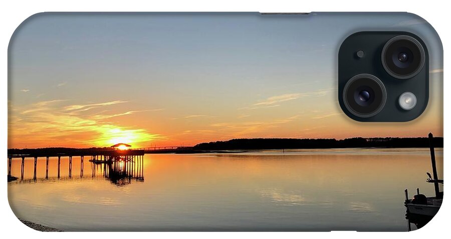 Sunset iPhone Case featuring the photograph Sunset at Hudson's Seafood On The Docks by Dennis Schmidt