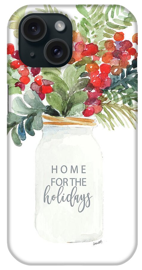 Hollies iPhone Case featuring the mixed media Christmas Mason Jar by Lanie Loreth