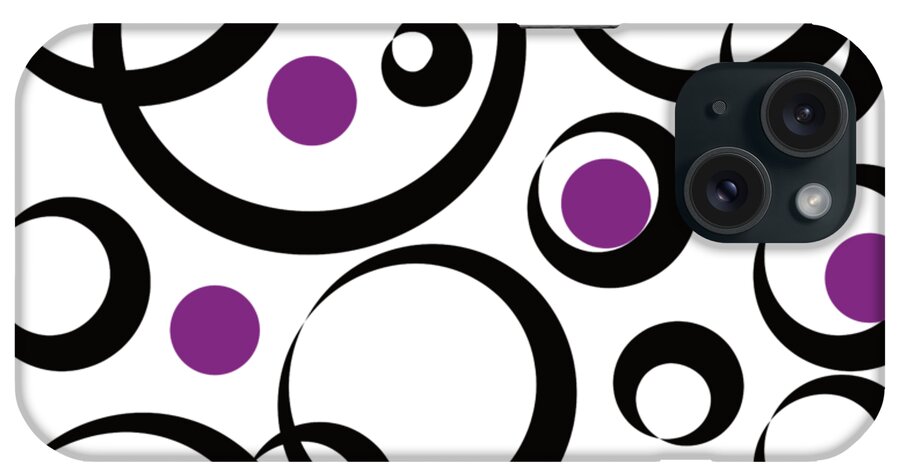 Circle iPhone Case featuring the digital art circle pattern Black and Purpur by Patricia Piotrak