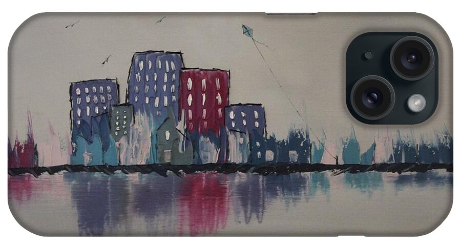Stylized Impressionism iPhone Case featuring the painting City Flight by Berlynn