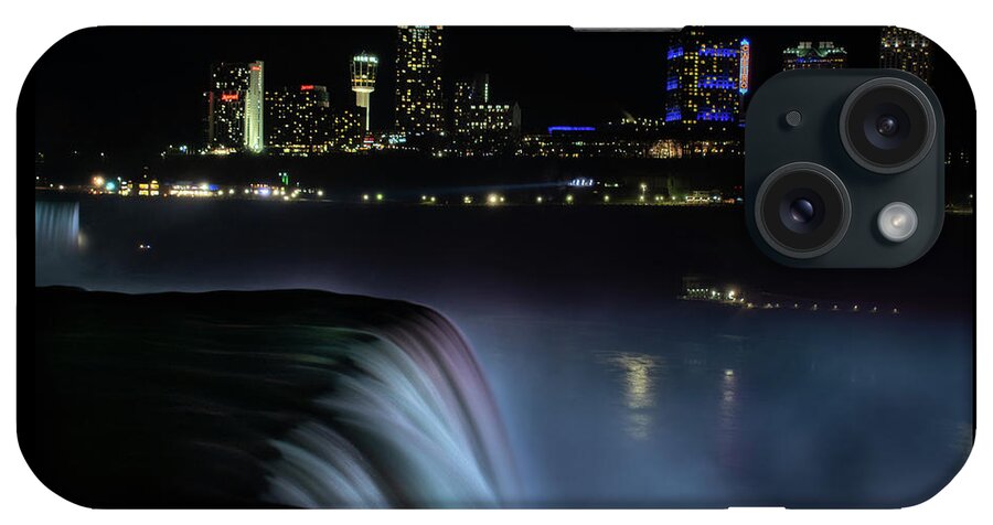 Niagara Falls iPhone Case featuring the photograph City Lights and Soft Falls by Vicky Edgerly