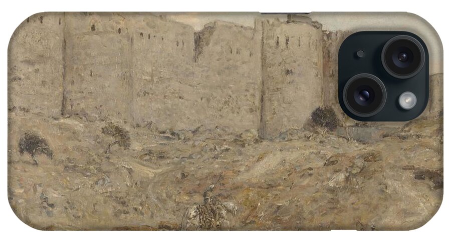 Canvas iPhone Case featuring the painting City wall in India. by Marius Bauer -1867-1932-