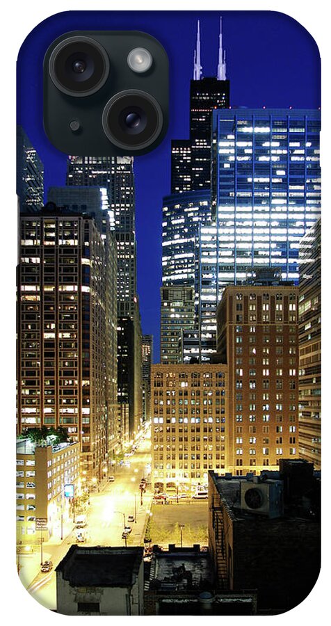 Downtown District iPhone Case featuring the photograph Cityscape Of Chicago At Night by Photographed By Christopher James Botham