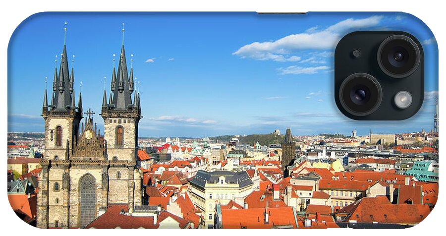 Gothic Style iPhone Case featuring the photograph Cityscape Of Old Town Square In Prague by Aleksandargeorgiev