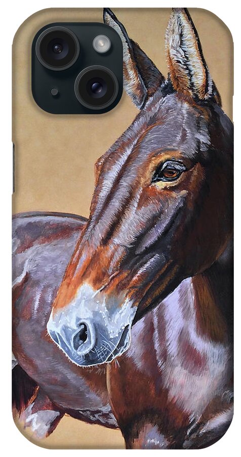 Clamity Jane Mule iPhone Case featuring the painting Clamity Jane Mule by Eileen Herb-witte
