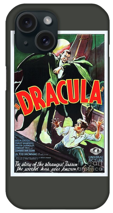 Dracula iPhone Case featuring the painting Classic Movie Poster - Dracula by Esoterica Art Agency
