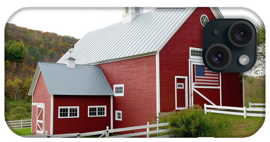 Scenics iPhone Case featuring the photograph Classic New England Farm With Red Barn by Alan Majchrowicz