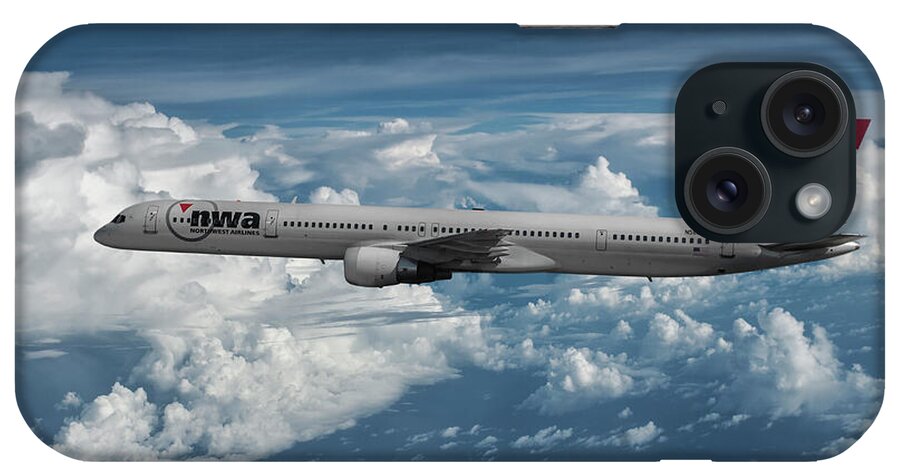 Northwest Airlines iPhone Case featuring the mixed media Classic Northwest Airlines B-757 by Erik Simonsen