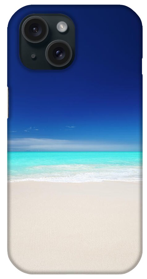 Water's Edge iPhone Case featuring the photograph Clean White Caribbean Beach With Blue by Michaelutech