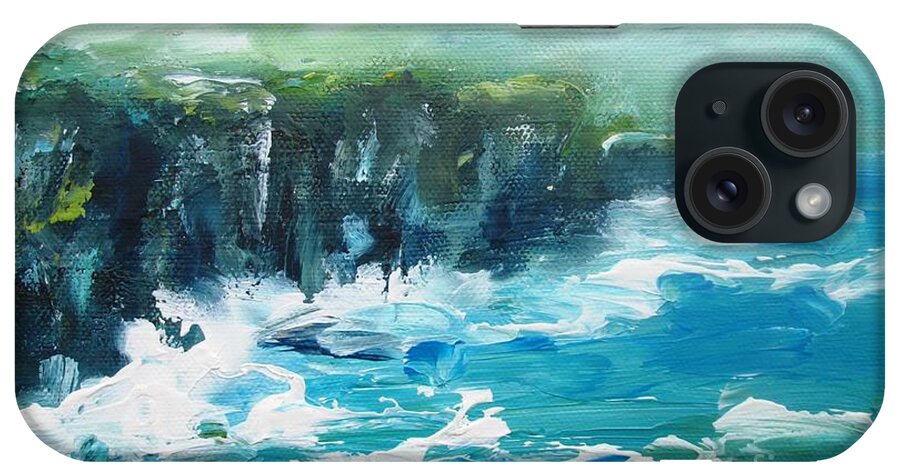Moher iPhone Case featuring the painting Painting Of Cliffs Of Moher Clare Ireland Www.pixi-art.com by Mary Cahalan Lee - aka PIXI