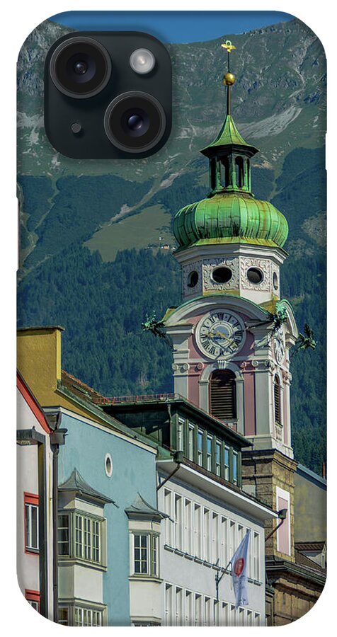 Austria iPhone Case featuring the photograph Clock Tower of Innsbruck by Marcy Wielfaert