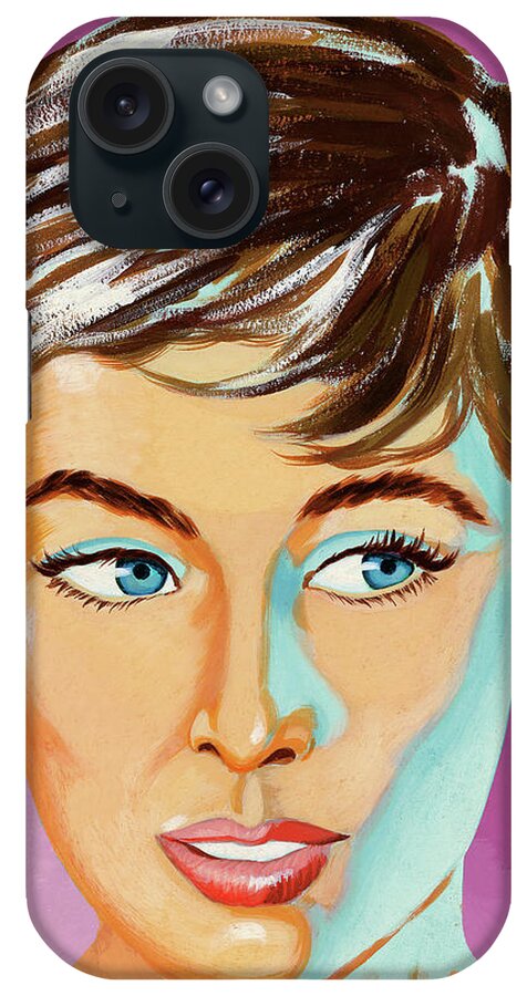 Adult iPhone Case featuring the drawing Close Up of Woman With Short Hair by CSA Images