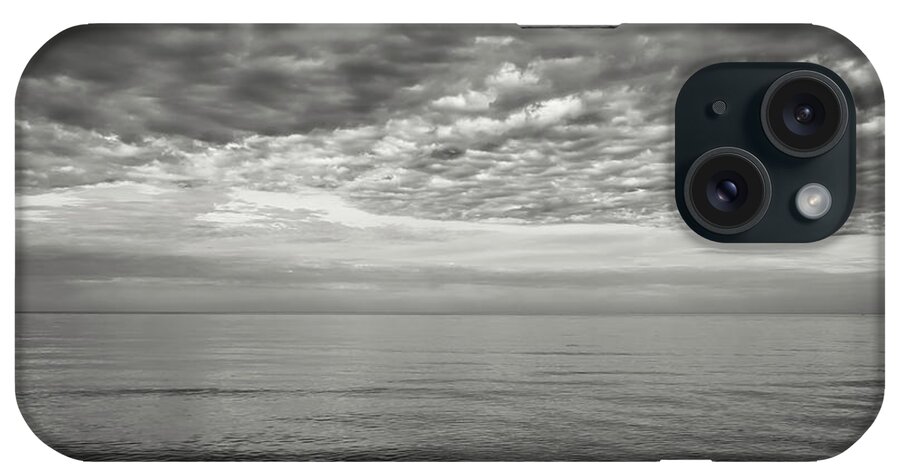 Cloudscape Over Sea B&w iPhone Case featuring the photograph Cloudscape Over Sea B&w by Anthony Paladino