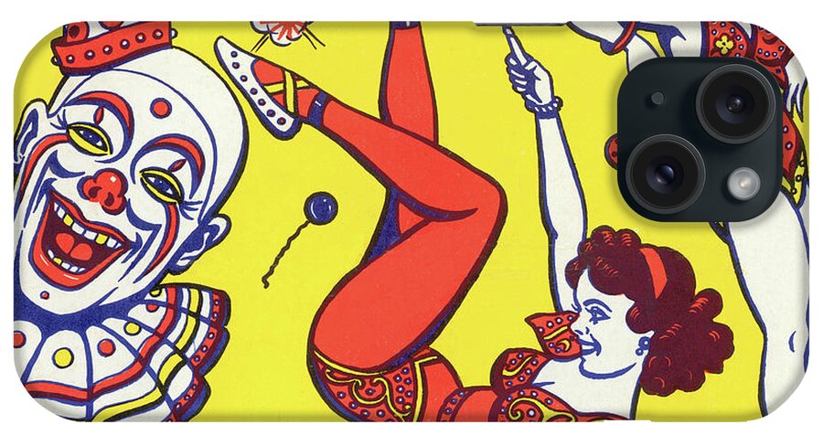 Acrobat iPhone Case featuring the drawing Clown and Trapeze Artists by CSA Images