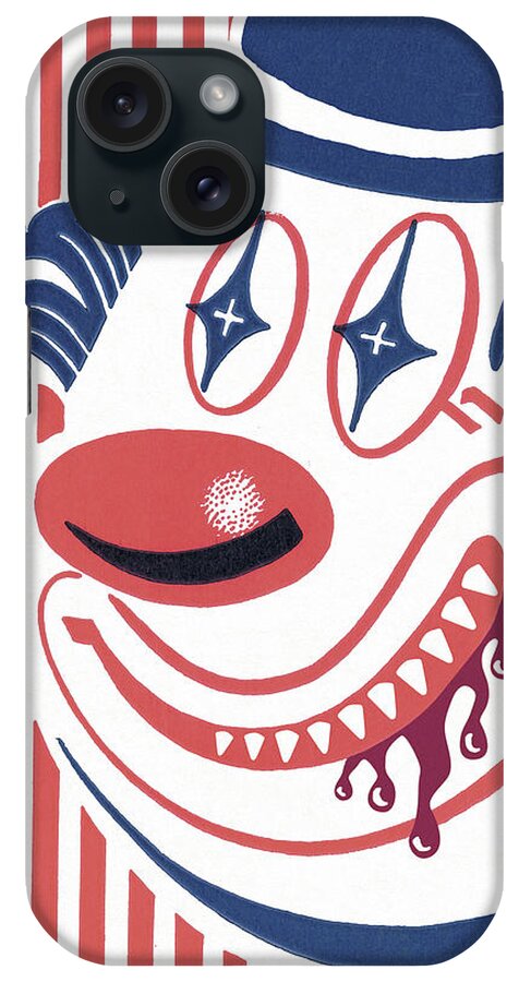 Accessories iPhone Case featuring the drawing Clown with Bloody Teeth by CSA Images