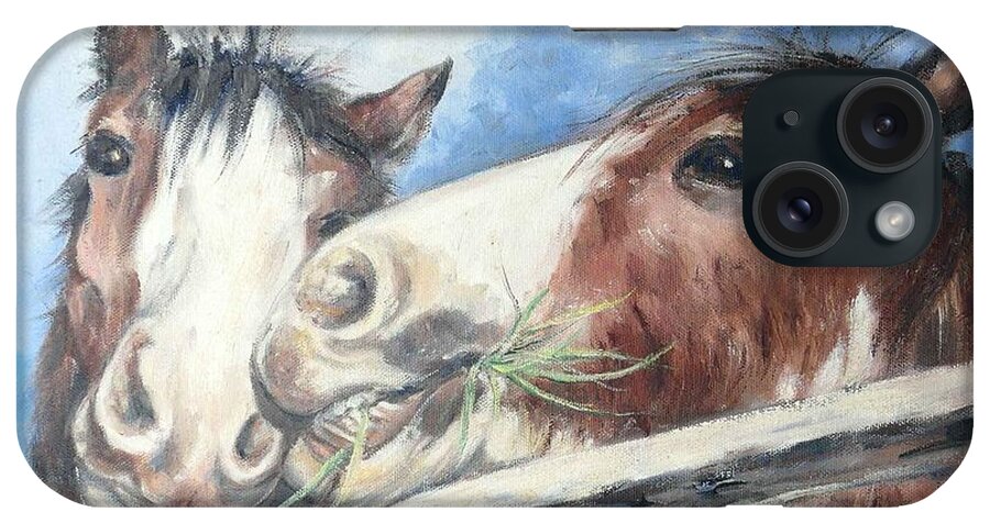 Clydesdales iPhone Case featuring the painting Clydesdale Pair by Ryn Shell