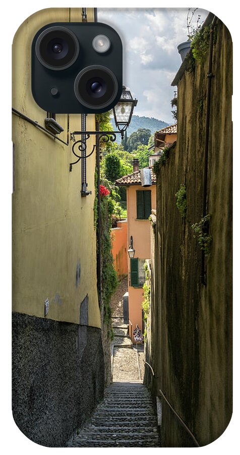Bellagio iPhone Case featuring the photograph Cobblestoned Stairway Hugged by Homes - Gallivanting Around Famous Bellagio on Lake Como in Lombardy by Georgia Mizuleva