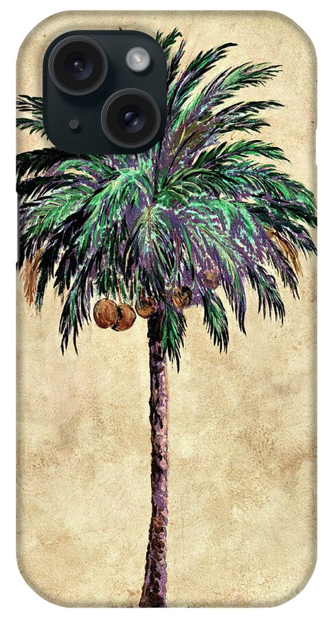 Coconut iPhone Case featuring the mixed media Coconut Tribal Palm I by Merri Pattinian