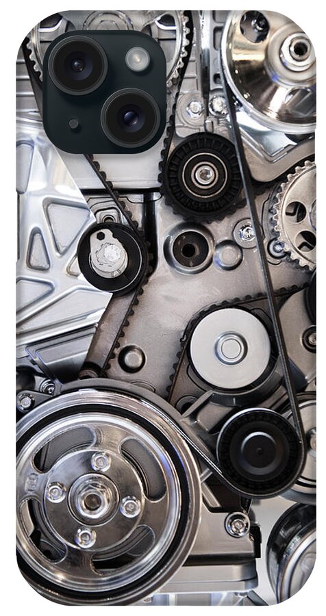 Engine iPhone Case featuring the photograph Cogwheels And Drive Belts Of Motor Car by Andrew Holt