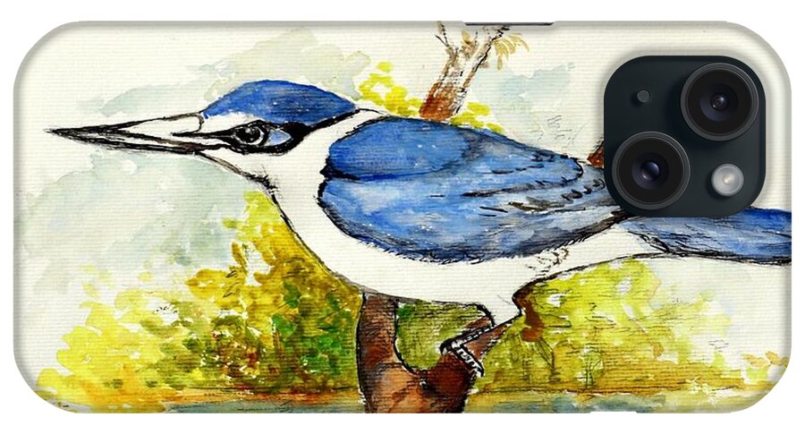 Tree Branches iPhone Case featuring the painting Collared Kingfisher by Jason Sentuf