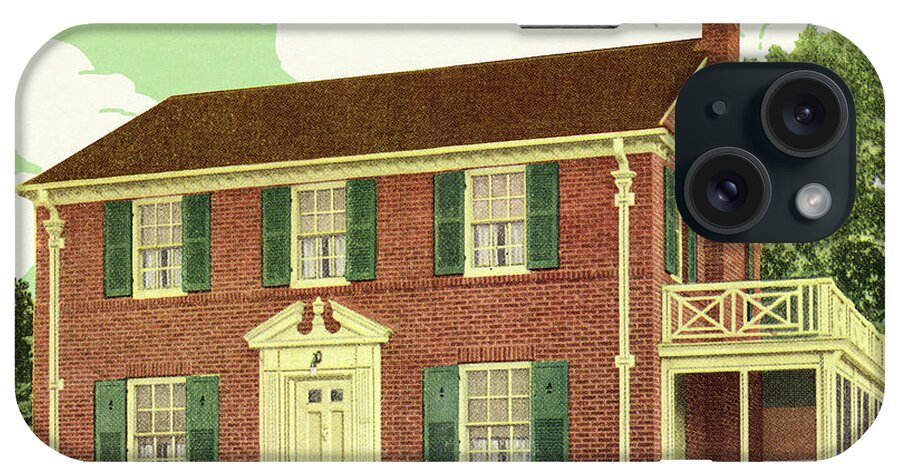 Architecture iPhone Case featuring the drawing Colonial Sytle House by CSA Images