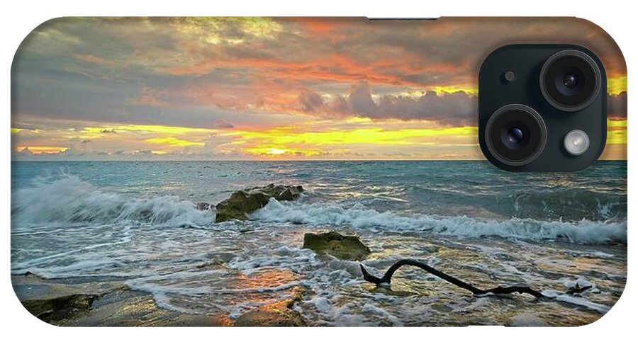 Carlin Park iPhone Case featuring the photograph Colorful Morning Sky and Sea by Steve DaPonte
