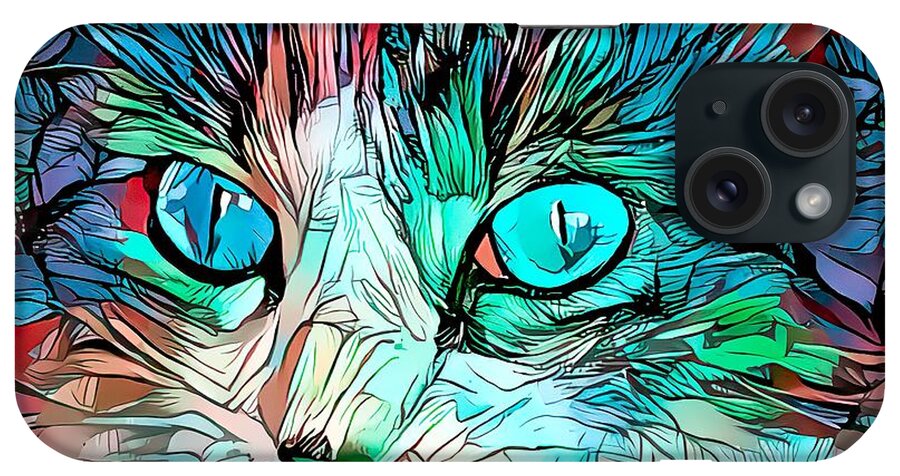 Coloring Book iPhone Case featuring the digital art Coloring Book Kitty Blue Eyes by Don Northup