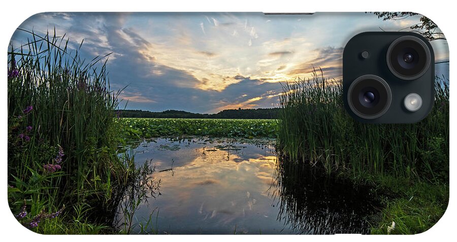 Concord iPhone Case featuring the photograph Concord MA Great Meadows Sunrise Pond Lotus Bloom by Toby McGuire