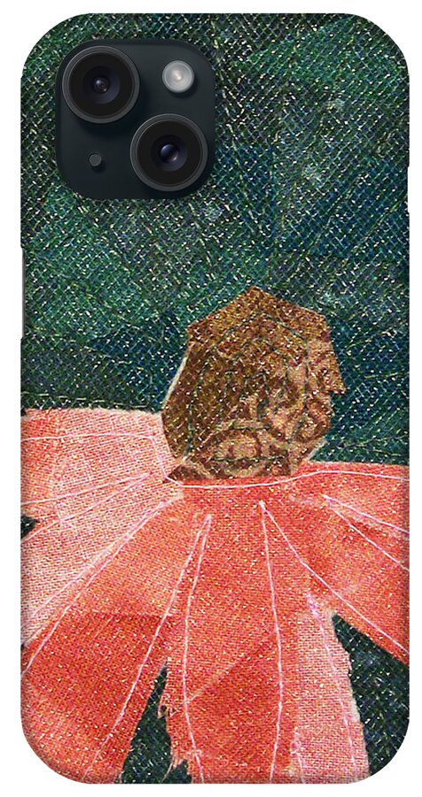 Fiber Art iPhone Case featuring the tapestry - textile Cone Flower by Pam Geisel
