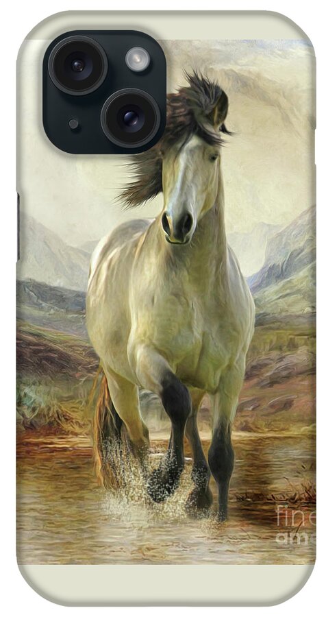 Connemara Pony iPhone Case featuring the digital art Connemara Pony of the Moors by Trudi Simmonds