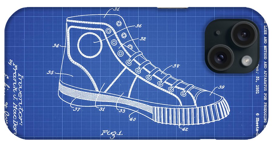 Converse iPhone Case featuring the photograph Converse Allstar Patent 1934 Blueprint by Bill Cannon