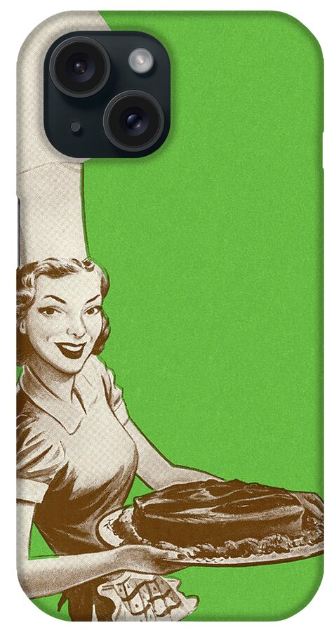 Accessories iPhone Case featuring the drawing Cook Holding a Large Platter of Food by CSA Images