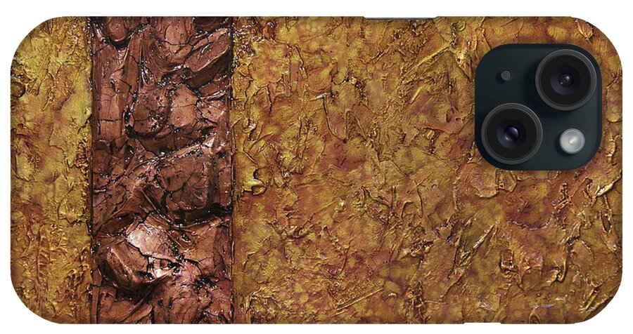 Gold iPhone Case featuring the mixed media Copper and Gold #1 by Christopher Schranck