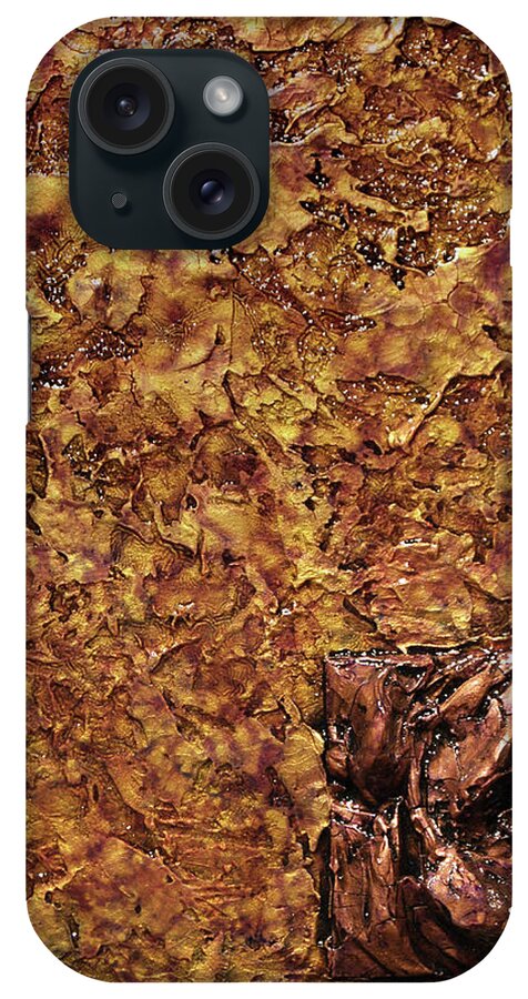 Gold iPhone Case featuring the mixed media Copper and Gold #2 by Christopher Schranck