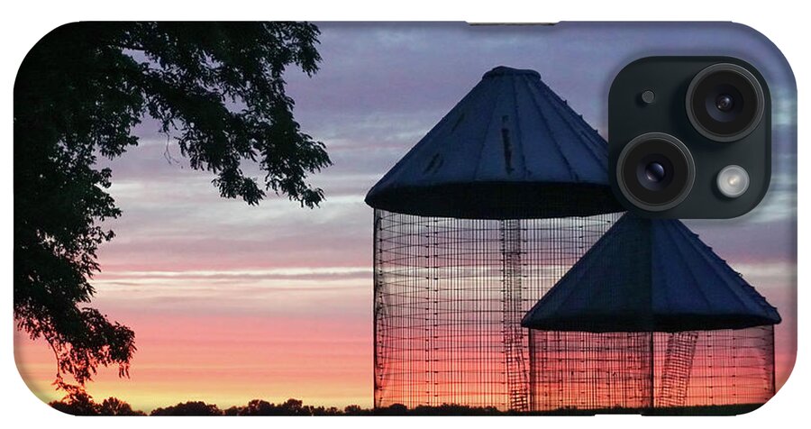 Corn Crib iPhone Case featuring the photograph Corn Cribs at Sunset by Tana Reiff