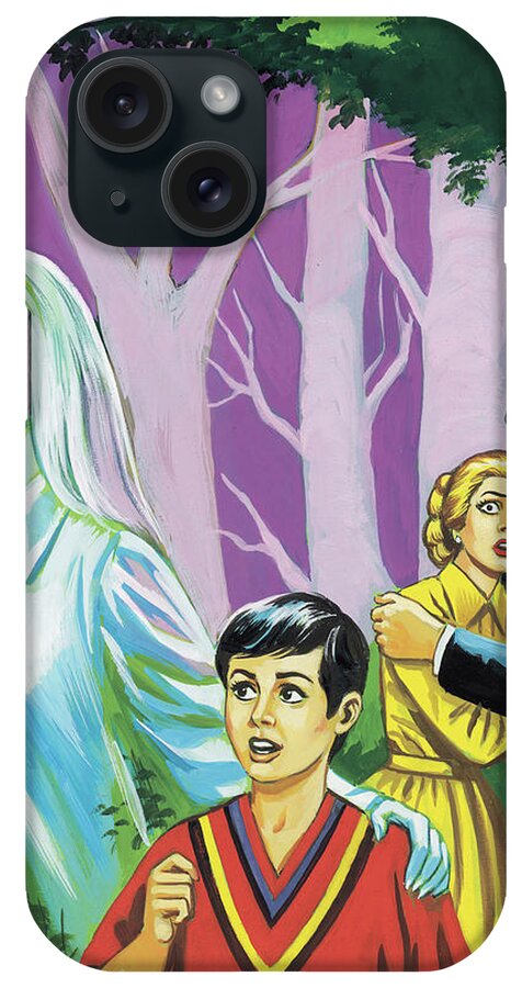 Abduction iPhone Case featuring the drawing Couple and Boy With Ghost by CSA Images