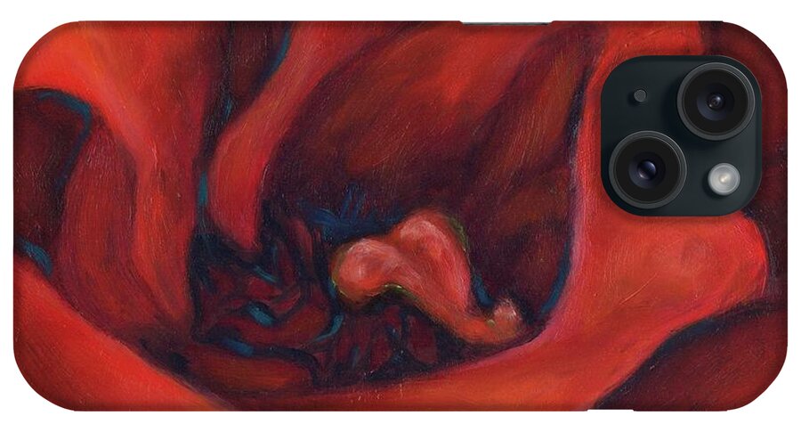 Red iPhone Case featuring the painting Courage Heart Center Series by Shannon Grissom